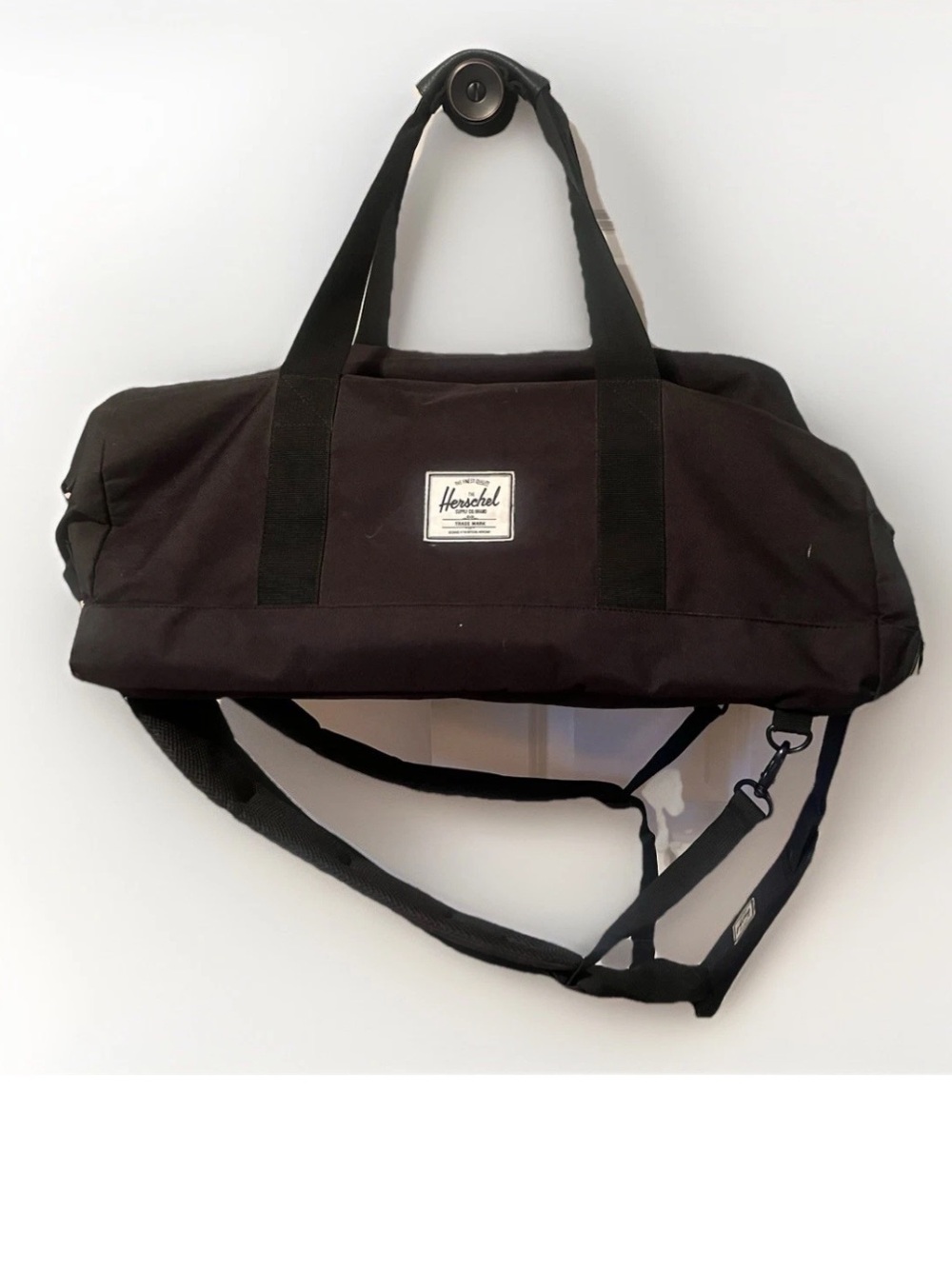 Herschel Supply Company Black Canvas Travel Duffel with Adjustable Strap